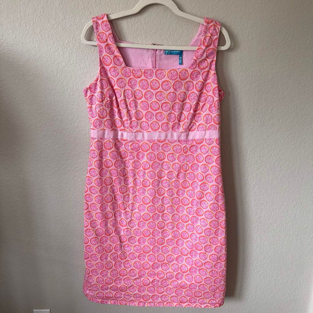 Fresh Produce Pink Citrus Fruit Slice Dress Cotton Shift Resort Summer